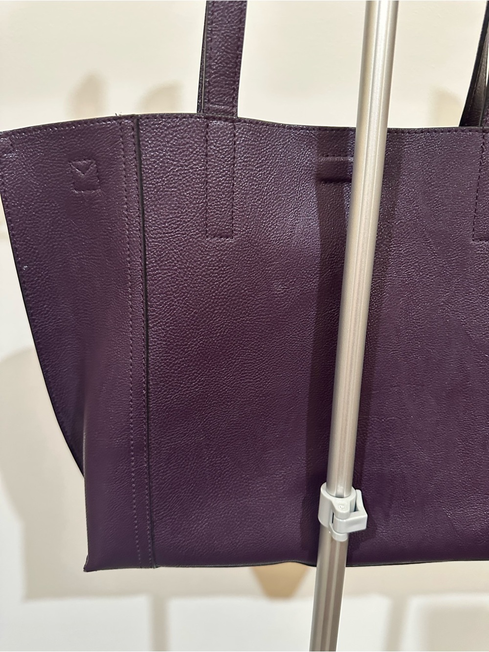 Calvin Klein Deep Purple Leather Tote with Gold Accents - Picture 7 of 15